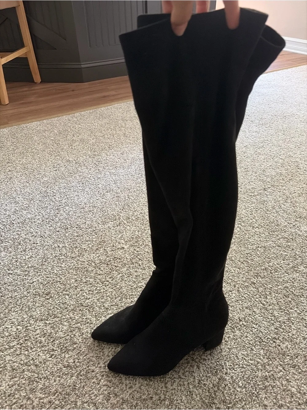 Steve Madden Black Over-the-Knee Pointed Toe Boots